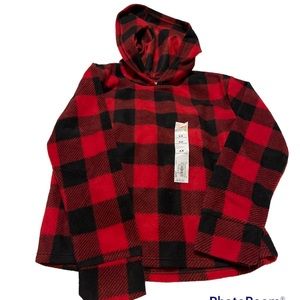 Jumping beans NWT girls long sleeve fleece hoodie size 6x buffalo plaid red